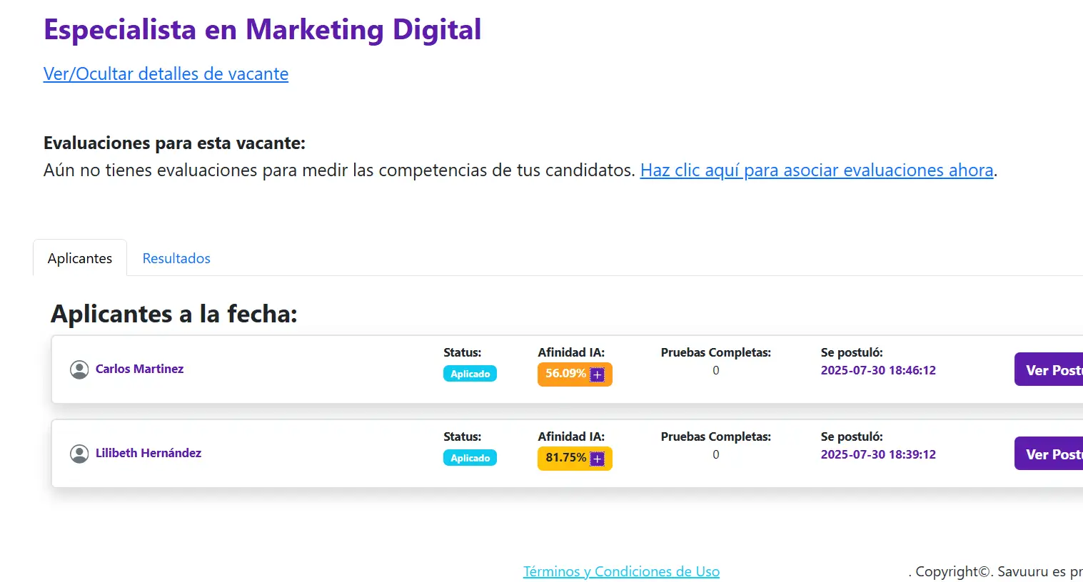 Analiza candidatos en Savuuru con IA