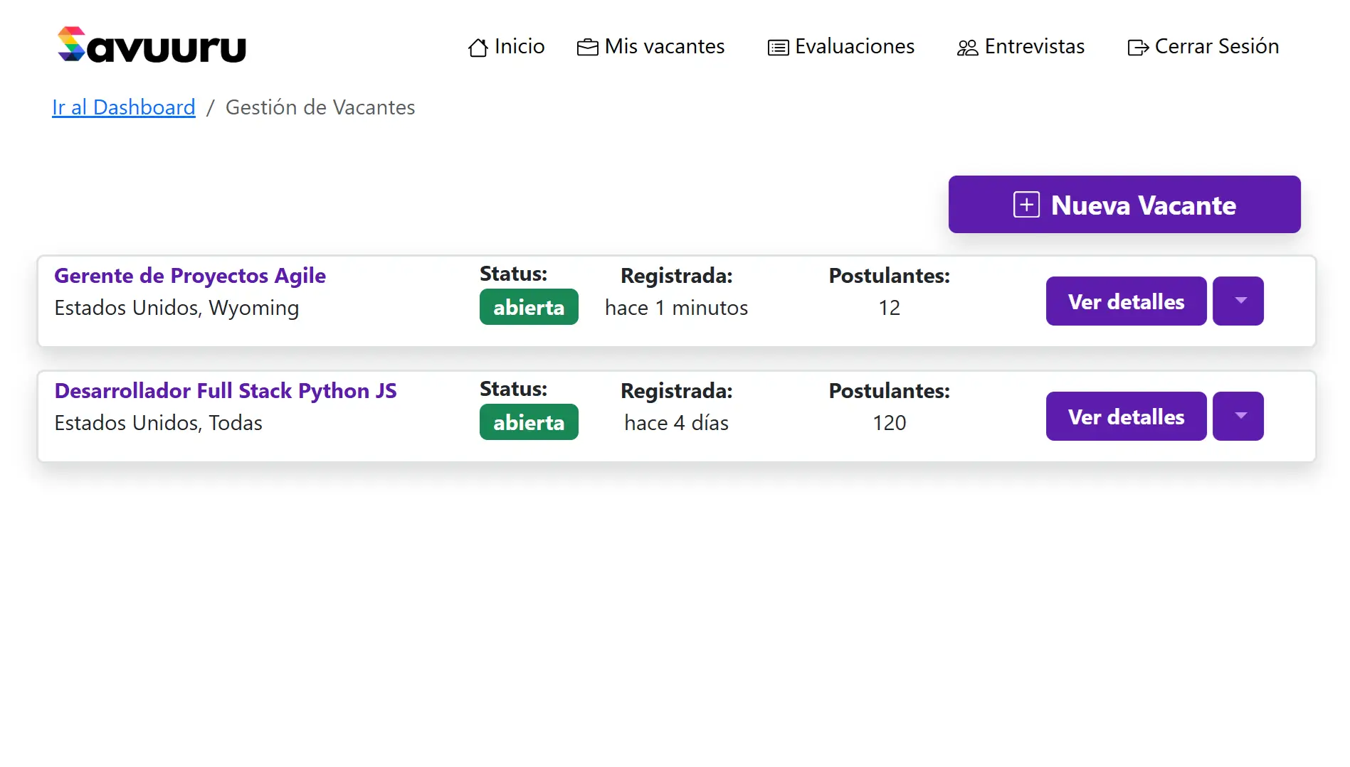 Publicar vacantes en Savuuru