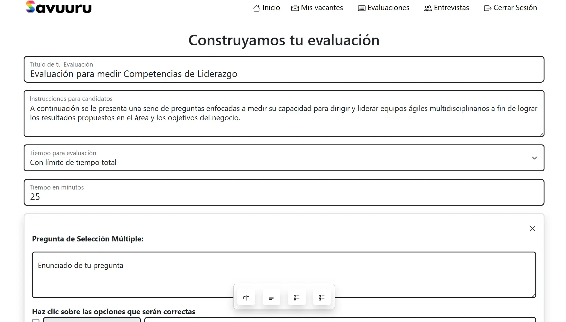 Crea evaluaciones por competencias en Savuuru